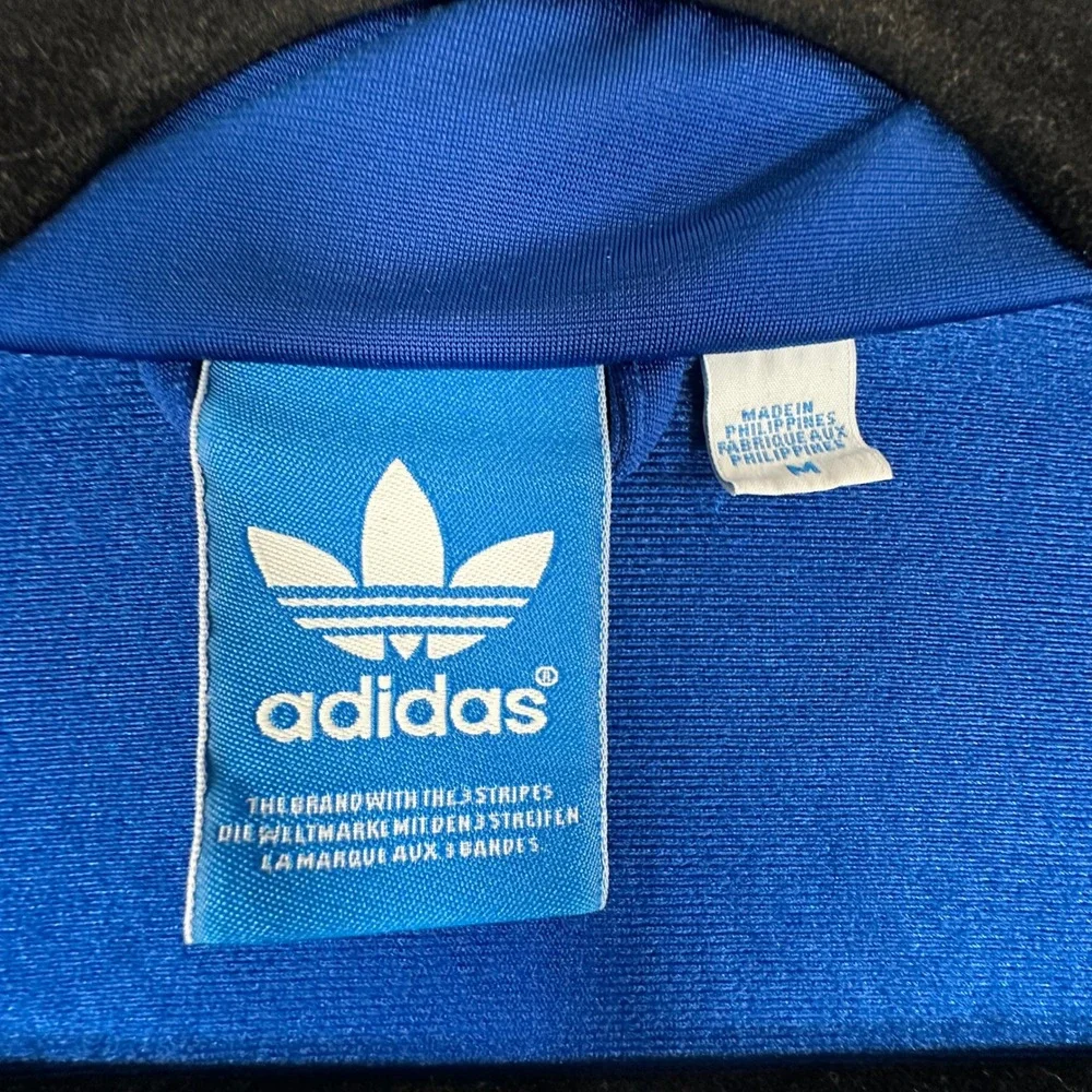 Adidas Track Jacket Mens Medium Blue Firebird Trefoil Full Zip Y2K Blokecore
